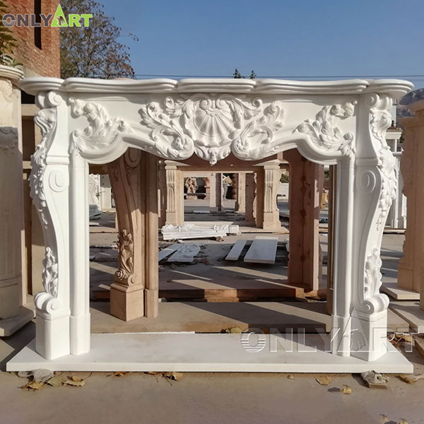 Hand carved white mantelpiece on sale OLA-M115