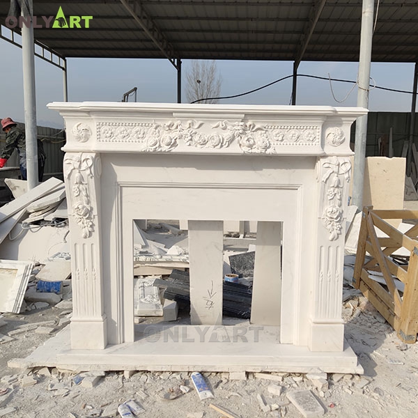 High quality hand carved limestone mantel for sale OLA-M096