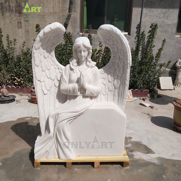 Hot sale marble angel headstone for graves OLA-T074
