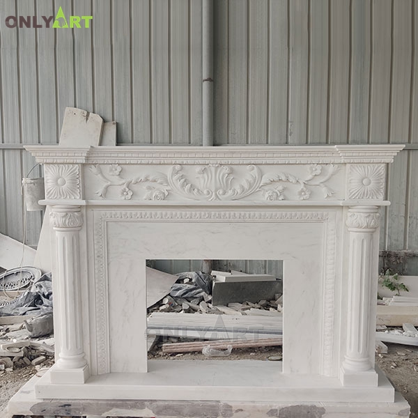 Hot sell cheap solid white marble fireplace OLA-M113