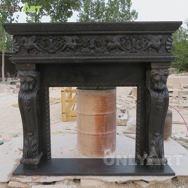 Indoor decor black marble fireplace mantel for sale OLA-M117