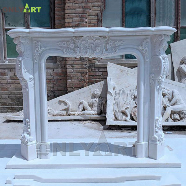 Indoor decorative marble white mantel fireplace surround OLA-M072