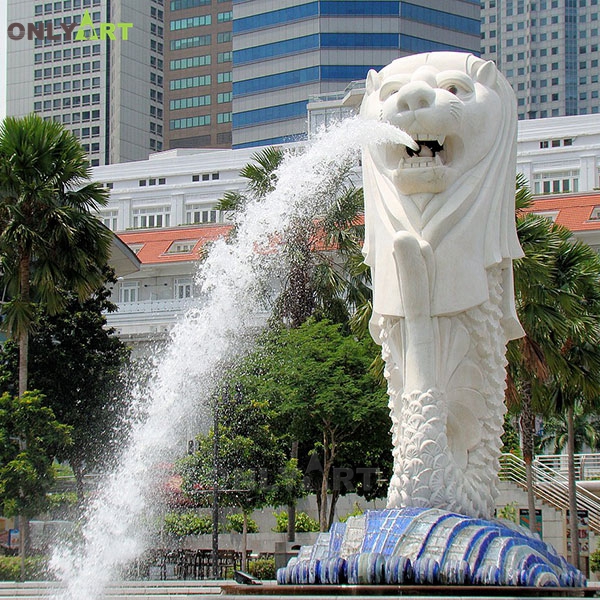 Large size marble water fountain merlion in Singapore OLA-F276