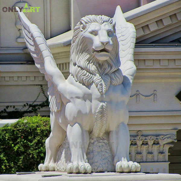 Large size marble winged lion statue for sale OLA-A089