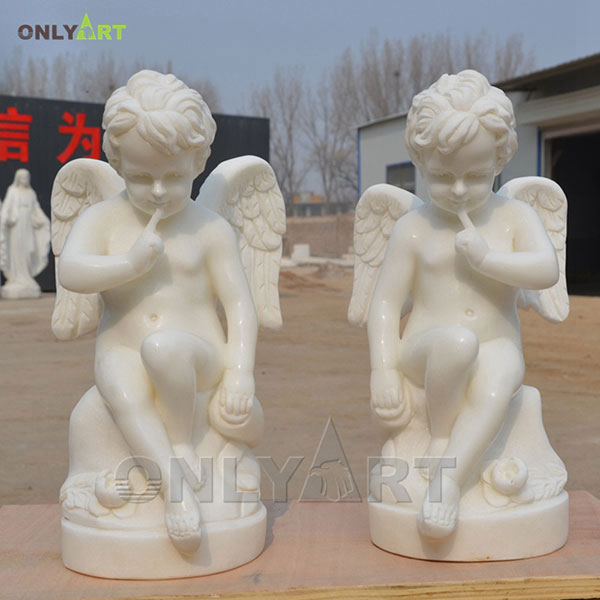 Marble sitting garden angels statue for sale OLA-T003