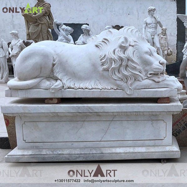 Marble sleeping lion sculpture outdoor decoration OLA-A078