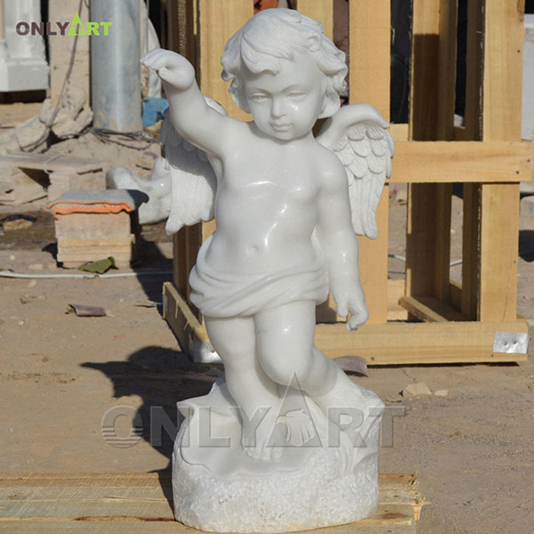Marble standing cherub angel statue for garden decor OLA-T044