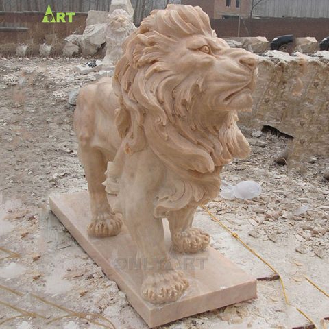 Marble standing large stone lions statue OLA-A076