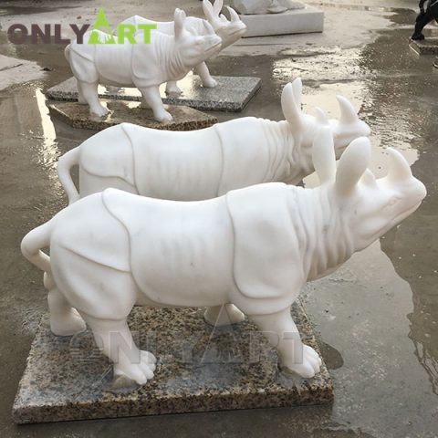 Marble statue animal white rhinoceros for sale OLA-A062