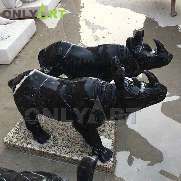 Natural marble rhino sculpture for sale OLA-A061