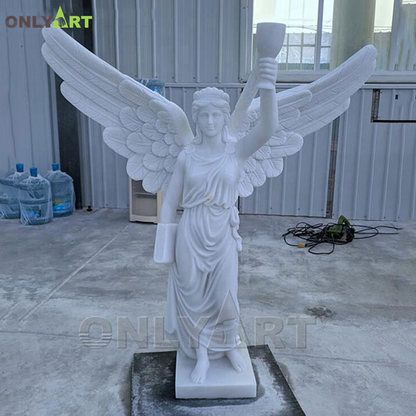 Natural white marble angel garden decor statue OLA-T063