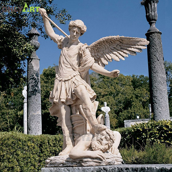 Outdoor Marble St statue of Michael the Archangel OLA-T009