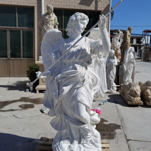 Outdoor decoration life size marble angels sculpture for garden decor