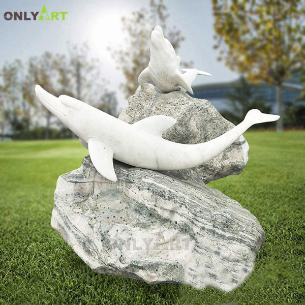 Outdoor large stone dolphin statues for sale OLA-A094