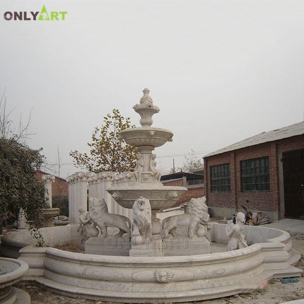 Outdoor large water fountains with lion statues OLA-F277