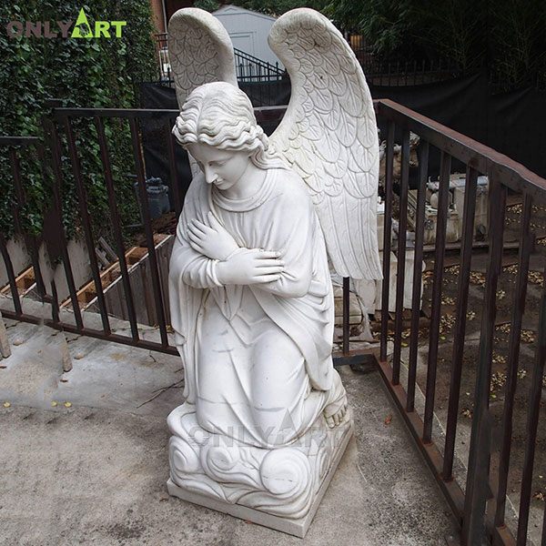 Outdoor life size marble kneeling angel statue OLA-T031