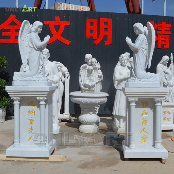 Outdoor marble angel praying statue for sale OLA-T051