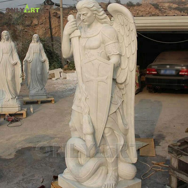 Outdoor marble archangel Michael statue for garden OLA-T020