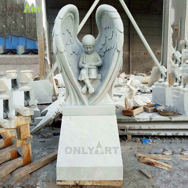 Outdoor marble boy angel statue for garden OLA-T040