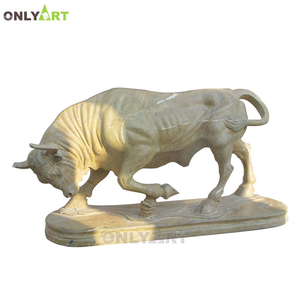 Outdoor natural marble bull sculpture for sale OLA-A088