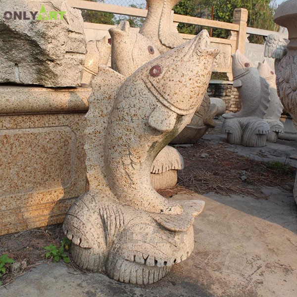 Outdoor stone fish sculpture for garden OLA-A092