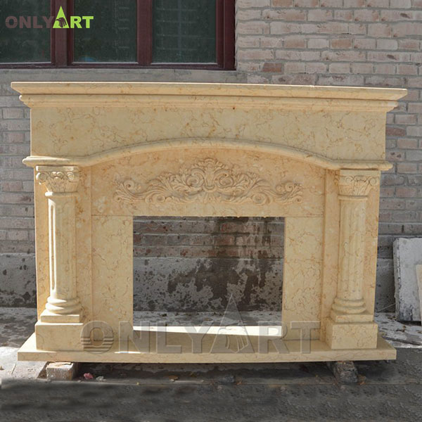 Outdoor yellow marble old fireplace mantels for sale OLA-M081