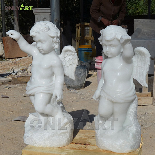 Pair marble cherub figurines for sale OLA-T045