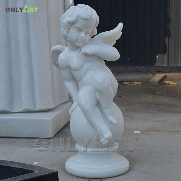 Qutdoor marble angel cherub garden statue for sale OLA-T013