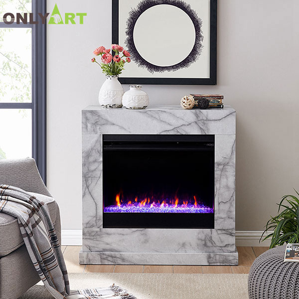 Real stone electric fireplace and mantel for sale OLA-M079