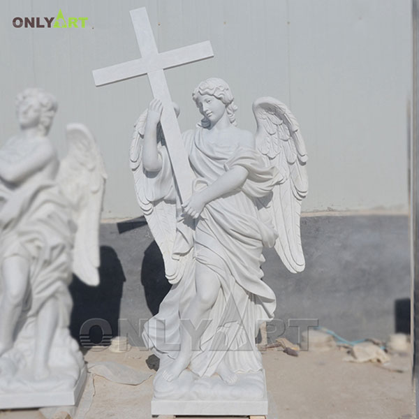 Rome bernin marble angel with cross statue OLA-T060