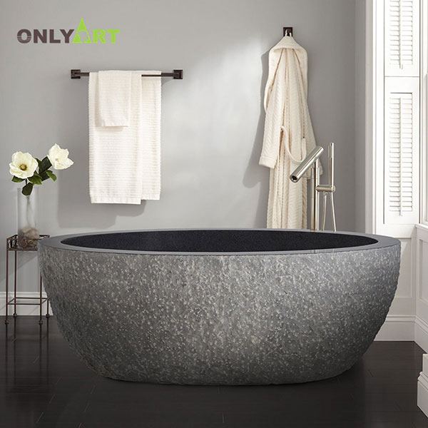Round design hand carved stone bathtub OLA-Y016