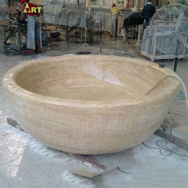 Round stone carved bath tub surround OLA-Y030