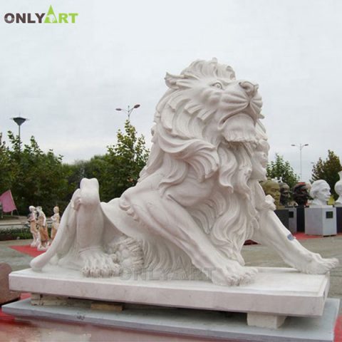 Sitting marble lion garden statues for sale OLA-A067