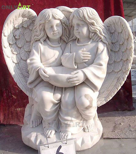 Small size marble cherub angel garden statues for sale OLA-T015