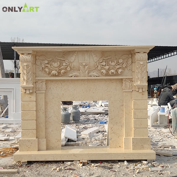 Villa decoration marble precast fireplace surround OLA-M098