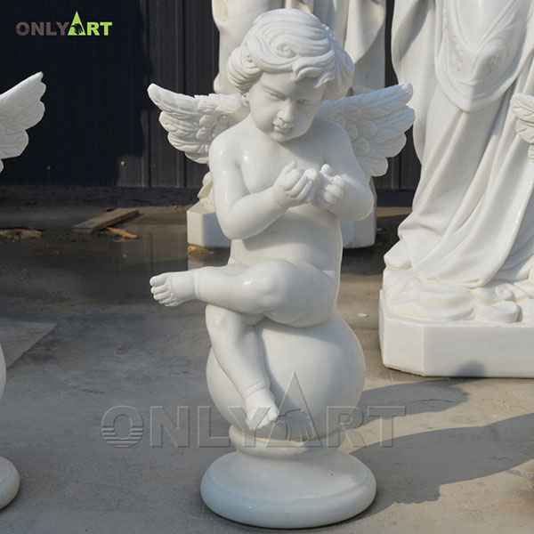 White marble cherub baby angel statue for sale OLA-T001