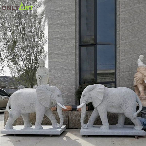 White marble standing elephant statue for sale OLA-A065