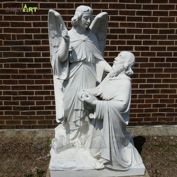 Wholesale life size marble angels statues for yard decor OLA-T018