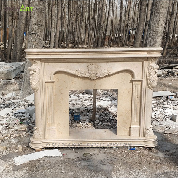 Yellow marble antique fireplace mantel for sale OLA-M067