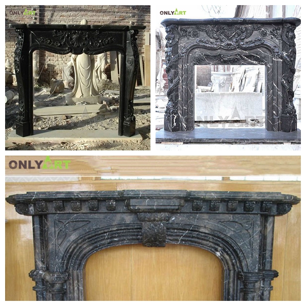 black fireplace mantel