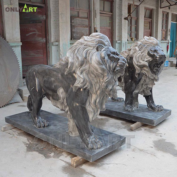 black lion statue outdoor