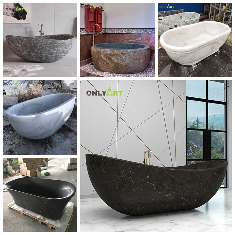 black marble freestanding bathtub