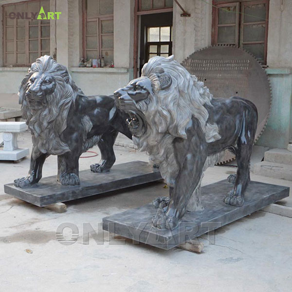 large black lion statue