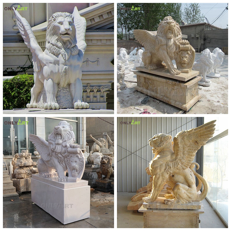 marble winged lion statue