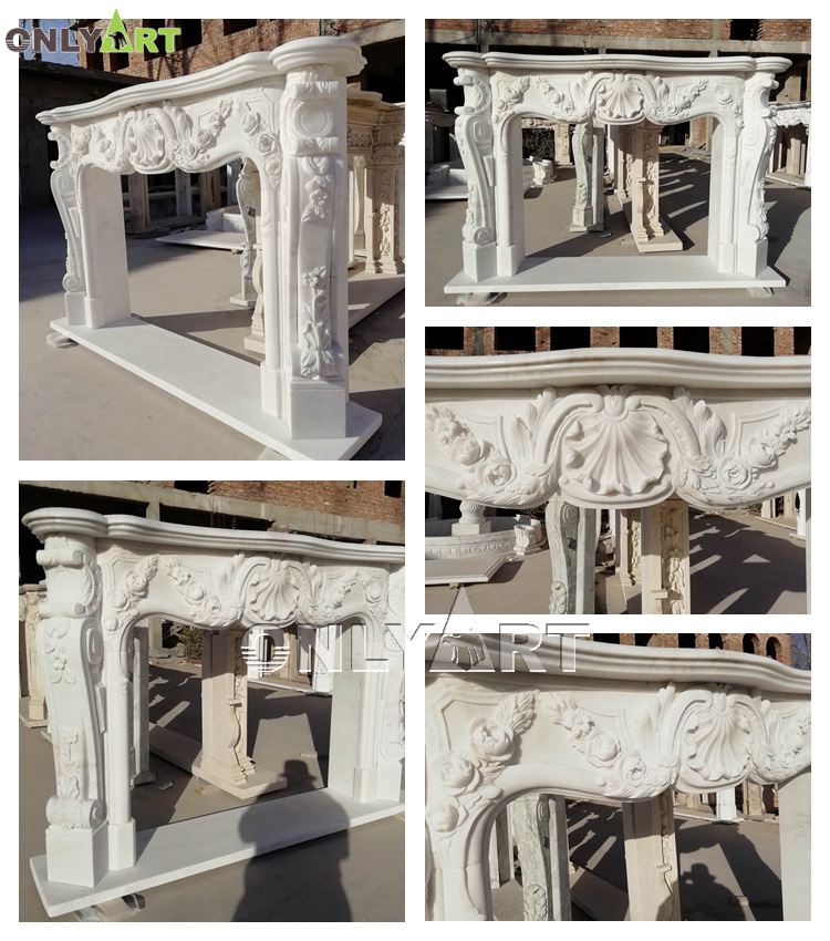 modern marble fireplace frame