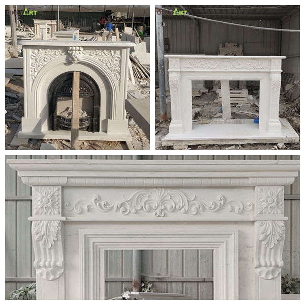 modern marble fireplace