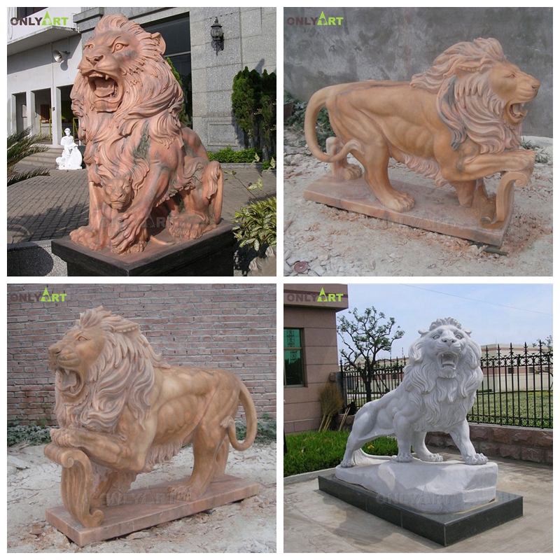 stone garden lions sculptures