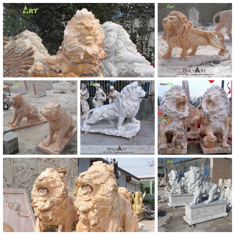 stone lion statues