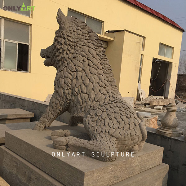 stone wild boar statue