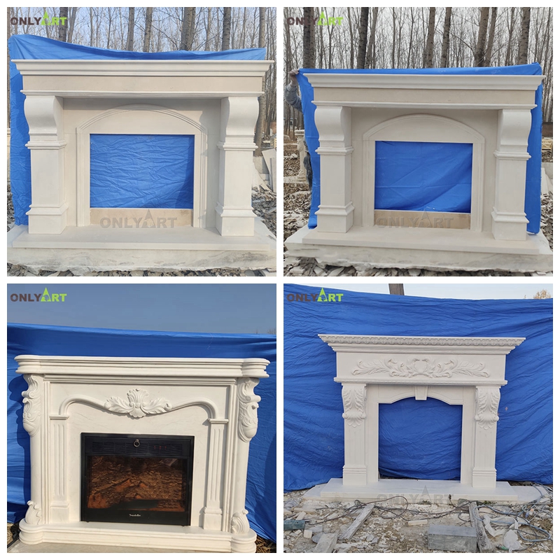 white fireplace surround